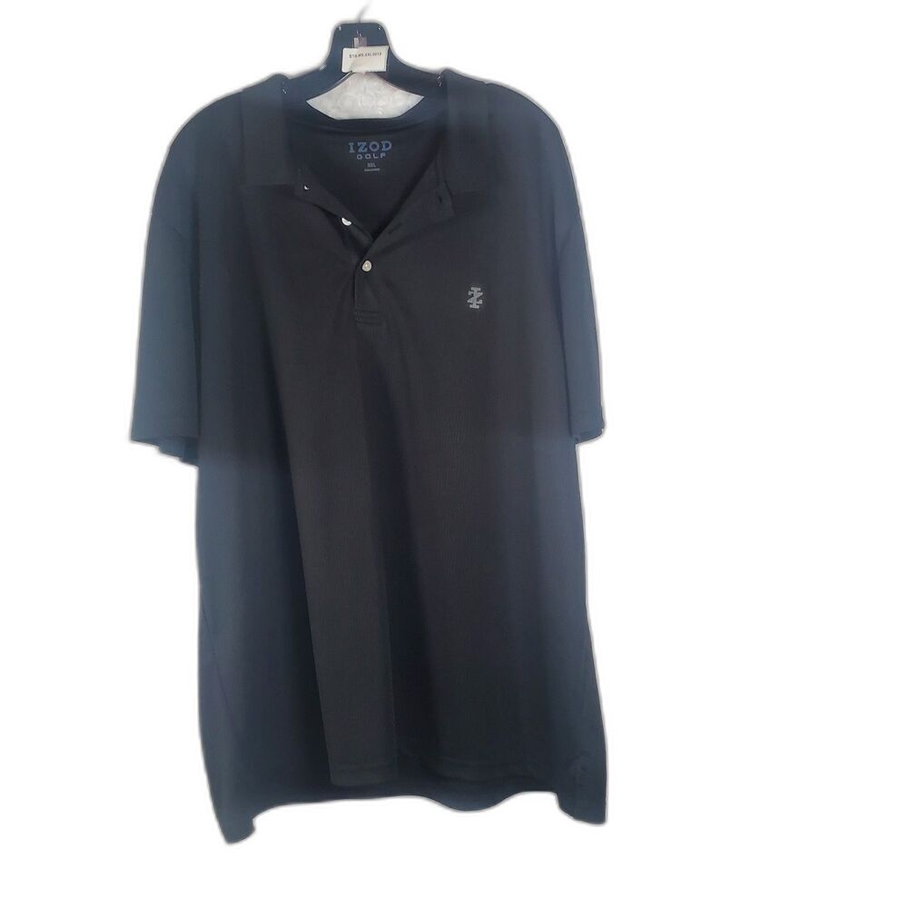 Izod Golf Mens Black Short Sleeve Polo Shirt XL